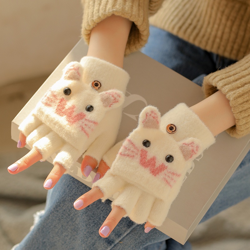 Găng tay hở ngón giữ ấm cao cấp thời trang xinh xắn dành cho bé