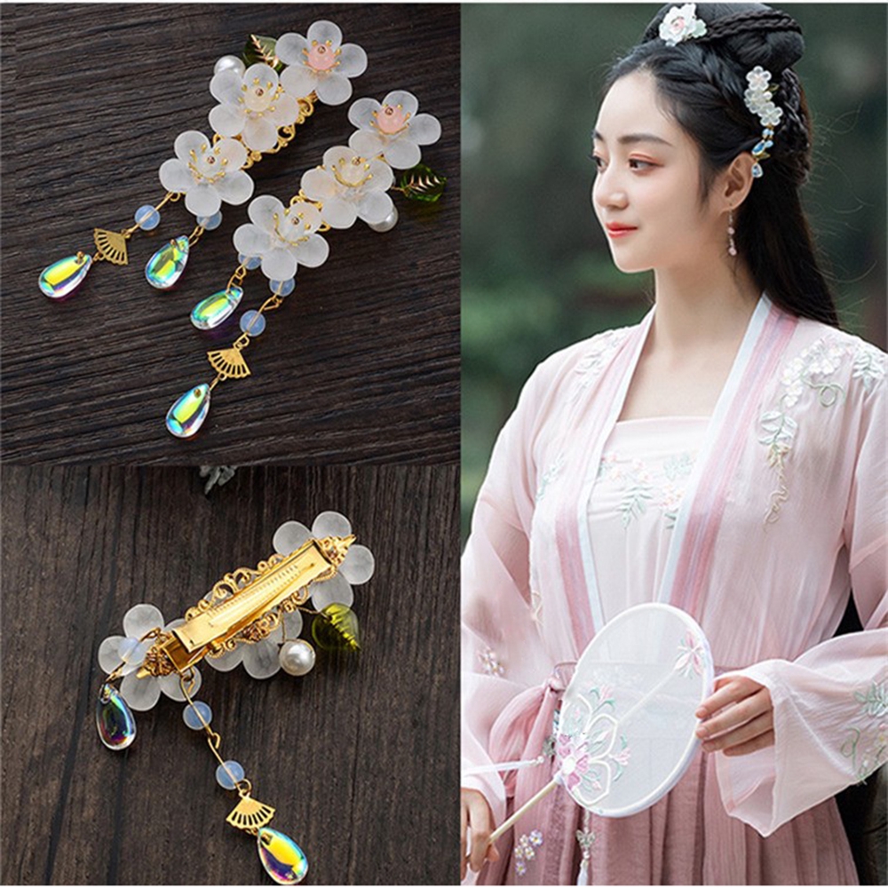 1 Kẹp Tóc Hình Lá Tua Rua Đính Pha Lê Dùng Trang Trí Tóc Cô Dâu