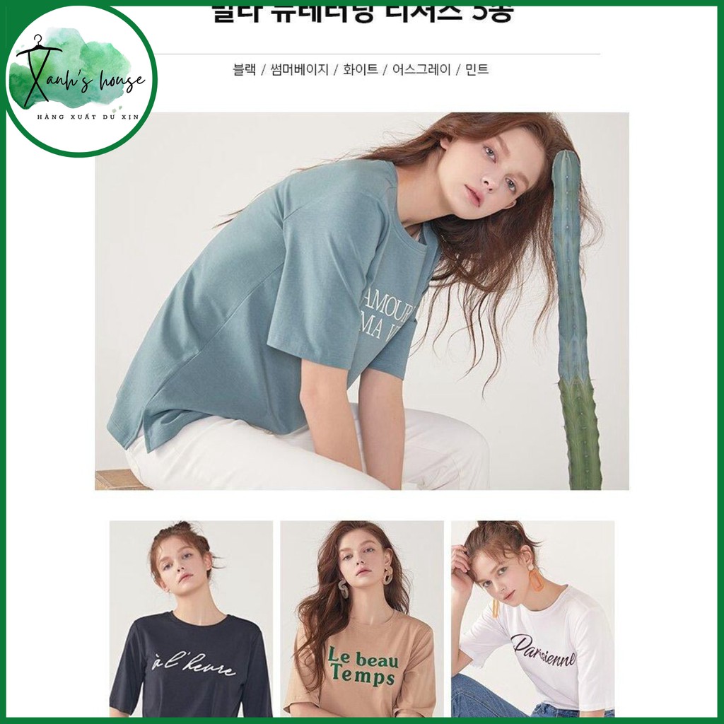 Áo Thun Nữ Milla Xuất Hàn tay lỡ dáng rộng Phông cotton cao cấp siêu mềm mát hàng xuất dư xịn Xanhhouse