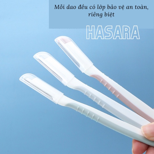 Bộ 3 dao cạo lông mày, tỉa chân mày, cạo lông nách, râu, tóc phong cách Hàn quốc HA960 - Hasara