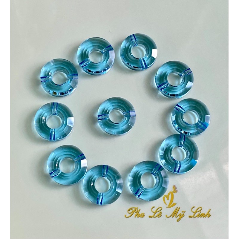 2 viên pha lê Swarovski 12,5mm vòng tròn xỏ thẳng