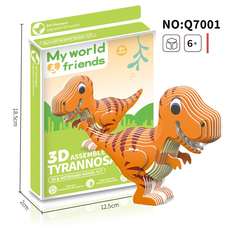 Mô Hình Đồ Chơi Lắp Ráp Khủng Long Hoạt Hình 3D Bằng Giấy Cho Trẻ Em