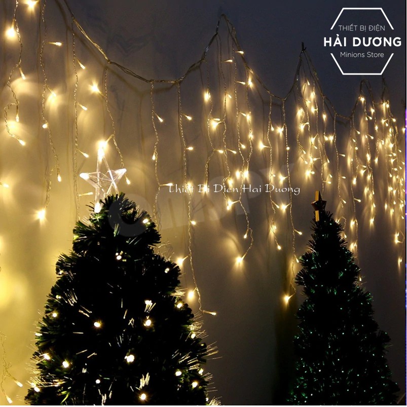 Combo Bộ 20 Đèn nháy thả rèm trang trí 8 chế độ DL456 Ngang 4,5 mét 19 dây thả xuống 40,50,60 cm Có đầu nối
