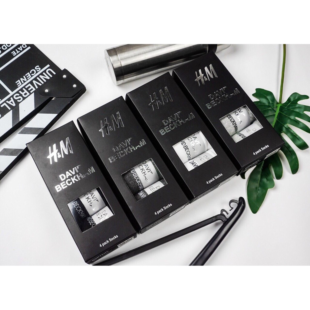 Hộp 4 Đôi Tất HM DAVID BECKHAM Cổ Ngắn, Cổ Cao, Vớ Chất Cotton Cao Cấp Khử Mùi Chống Hôi Chân FullBox Siêu Sang _ TSDL41