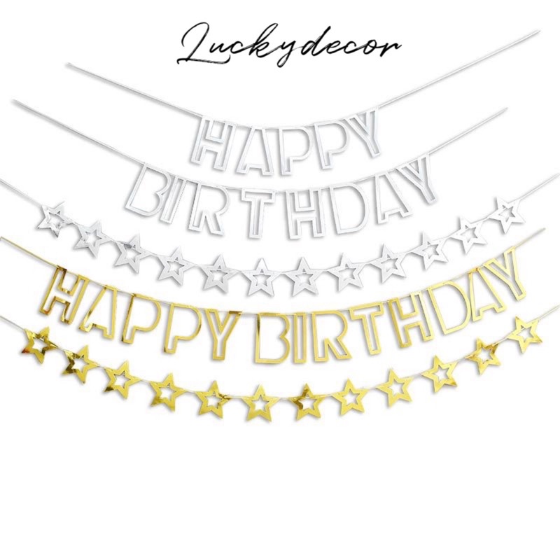 Dây chữ Happy Birthday Trang Trí Sinh Nhật Ép Kim Rỗng MM008
