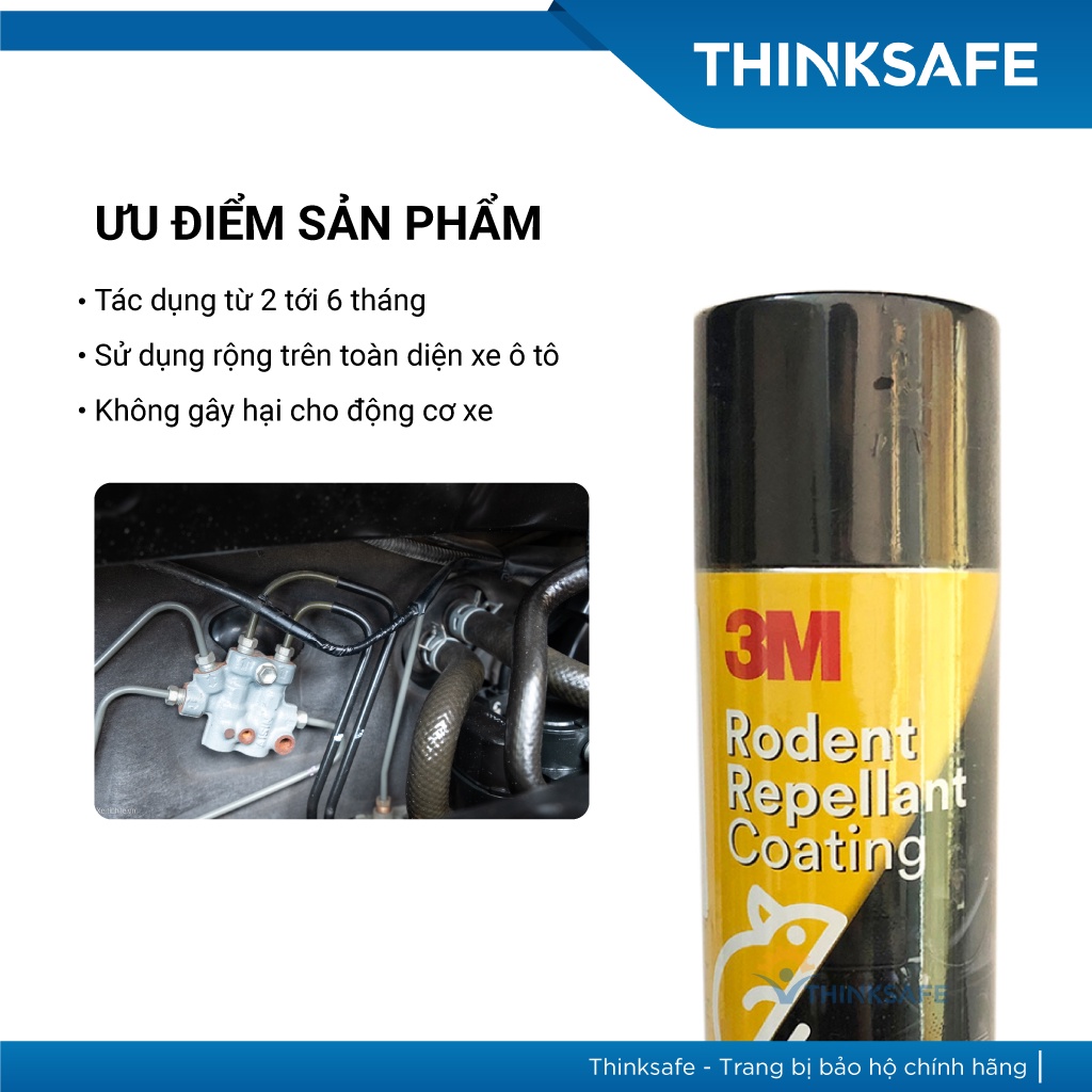 Chai xịt bảo vệ nội thất ô tô 3M Rodent Repellant Coating T9 250g dùng chống chuột - Thinksafe