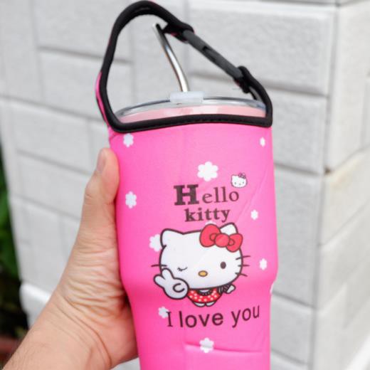 Ly giữ nhiệt inox 900ml hình doraemon, kitty tặng kèm ống hút và túi vải NPP Shoptido