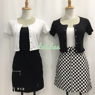 Áo crop top nút bấm hình thật (kèm video 👚💘)