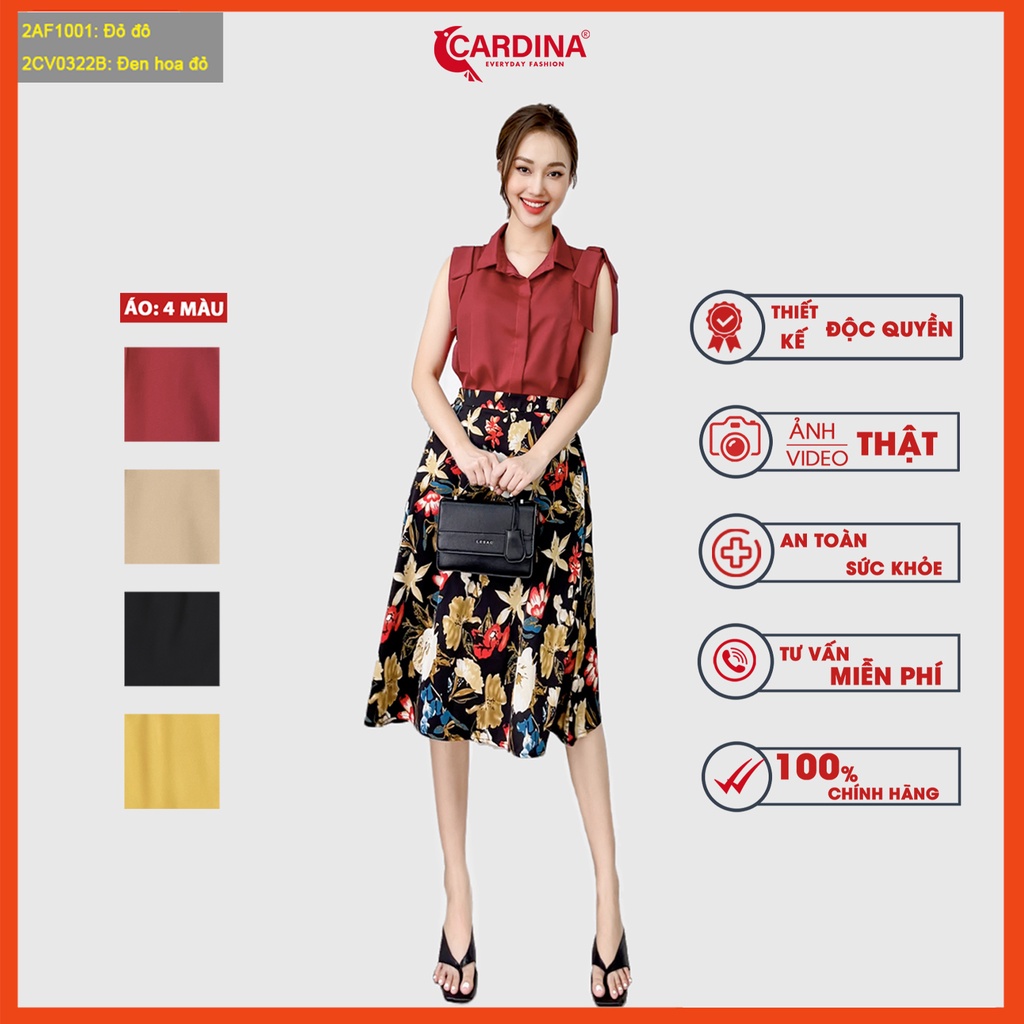 Áo sơ mi nữ CARDINA chất lụa Mango cao cấp sát nách nơ vai cổ đức form suông che khuyết điểm 2AF10 (không kèm chân váy)
