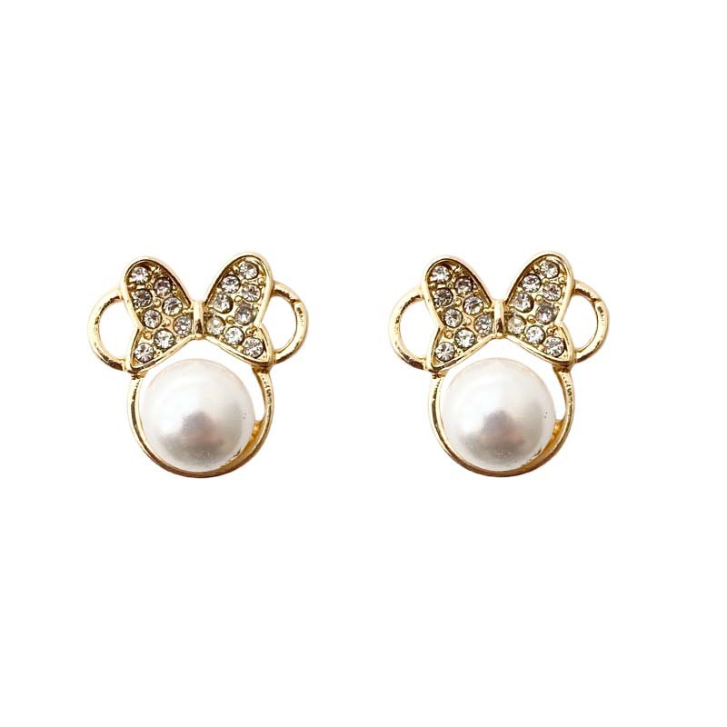 Khuyên Tai Hình Nơ Đính Đá Pha Lê Nhân Tạo Phong Cách Thời Trang Hàn Quốc