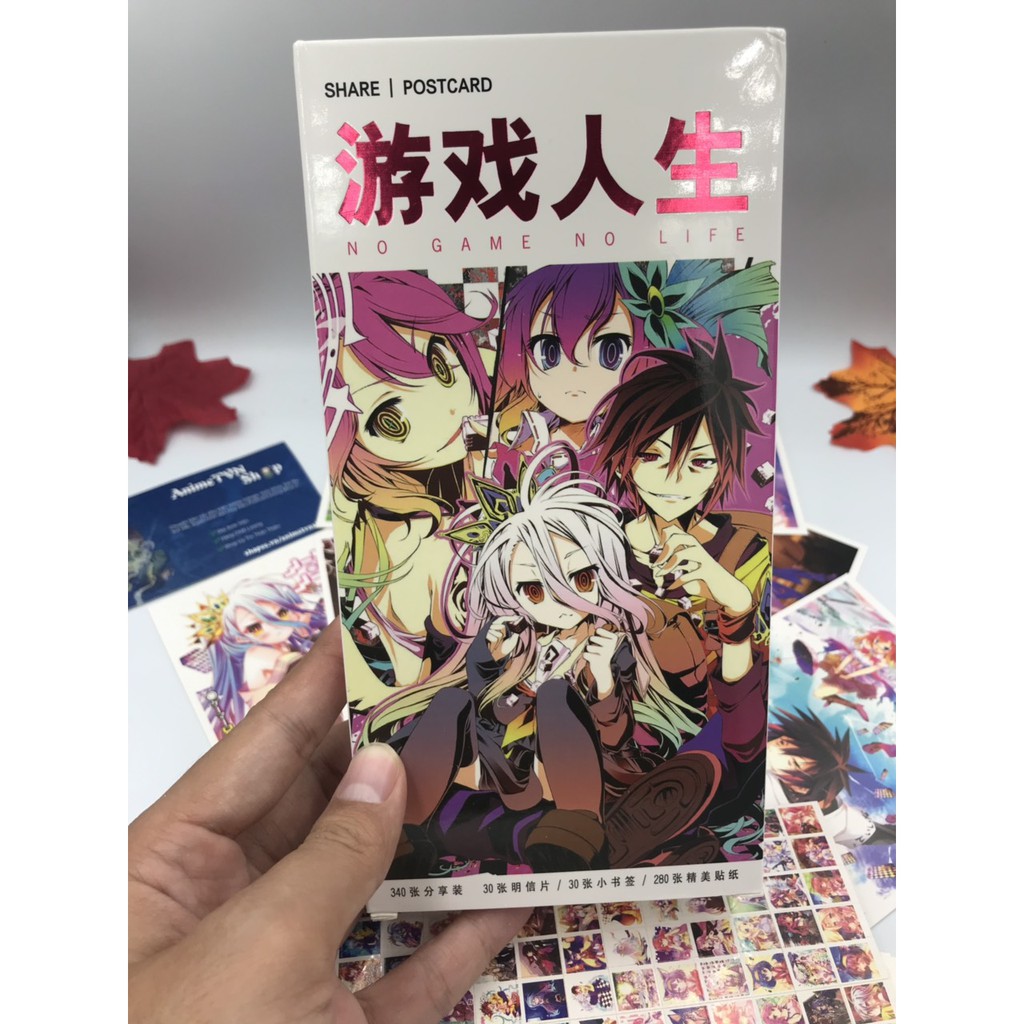 Hộp Postcard Bưu thiếp (Trọn bộ 340 Hình có Sticker) Anime/Manga No game no life