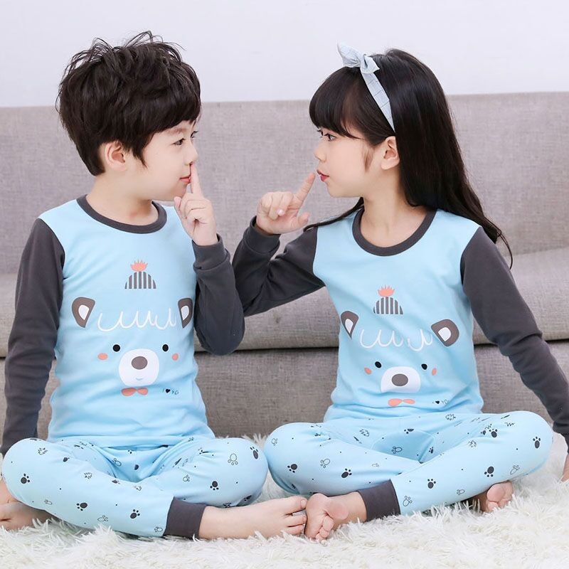 Children's pajamas, cotton clothes, cartoon boys and girls home clothes