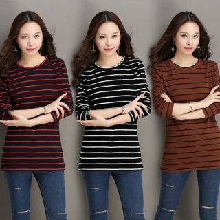 Áo thun sọc kẻ tay dài 1a0928