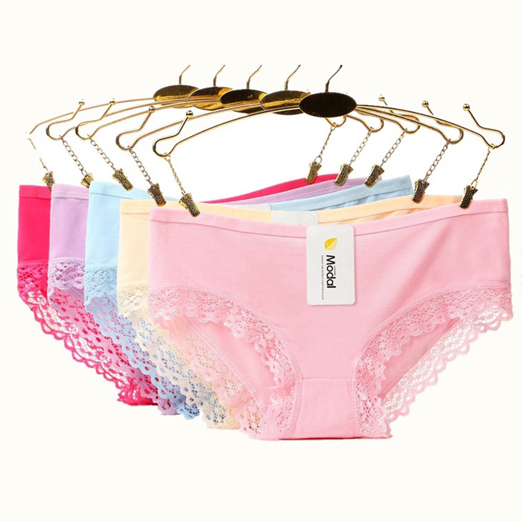 Bộ 10 quần lót nữ phối ren quyến rũ, quần lót cotton mềm mại thoáng khí
