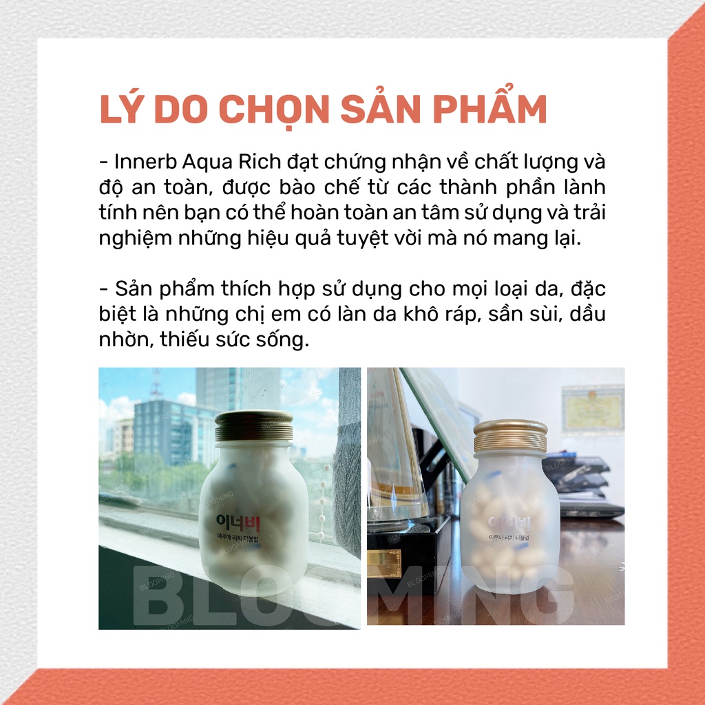 Thực Phẩm Bảo Vệ Sức Khỏe InnerB Aqua Rich Doubleup Cấp Ẩm Hỗ Trợ Sáng Mịn Bảo Vệ Da BLOOMING