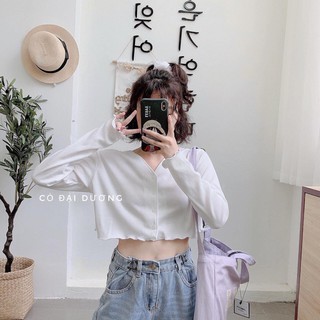 🥑BO286🥑 🌸 Áo croptop chất len tăm tay dài siêu hot