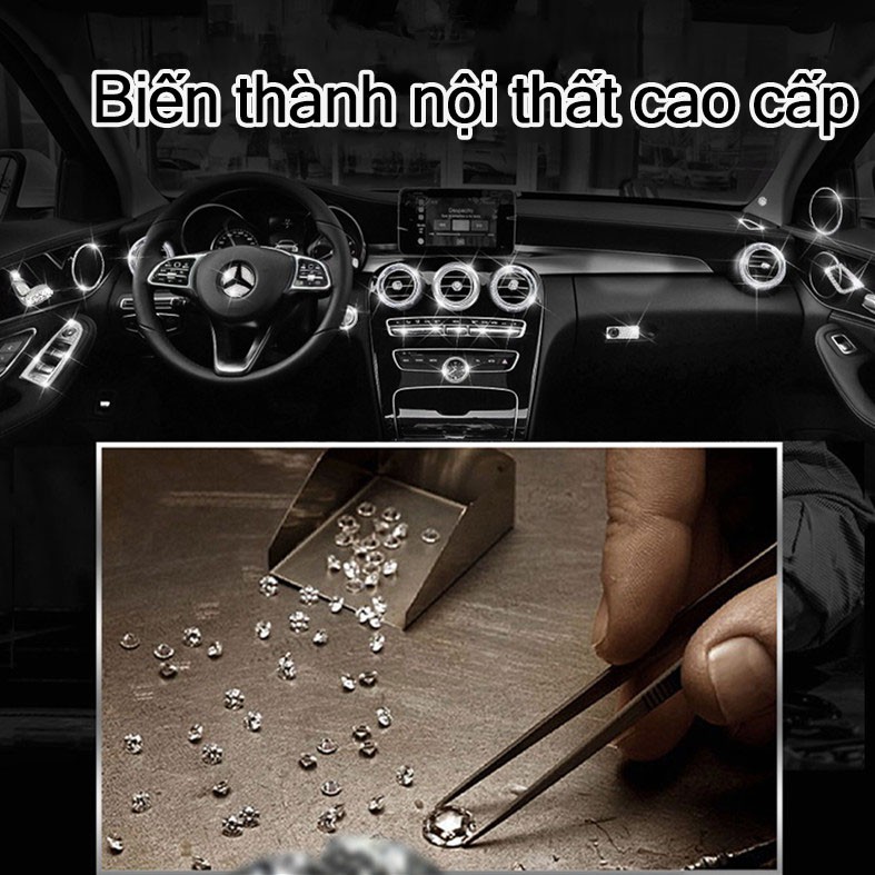 Miếng Dán Hai Mặt Đính Pha Lê 24*20cm Trang Trí Xe Hơi DIY