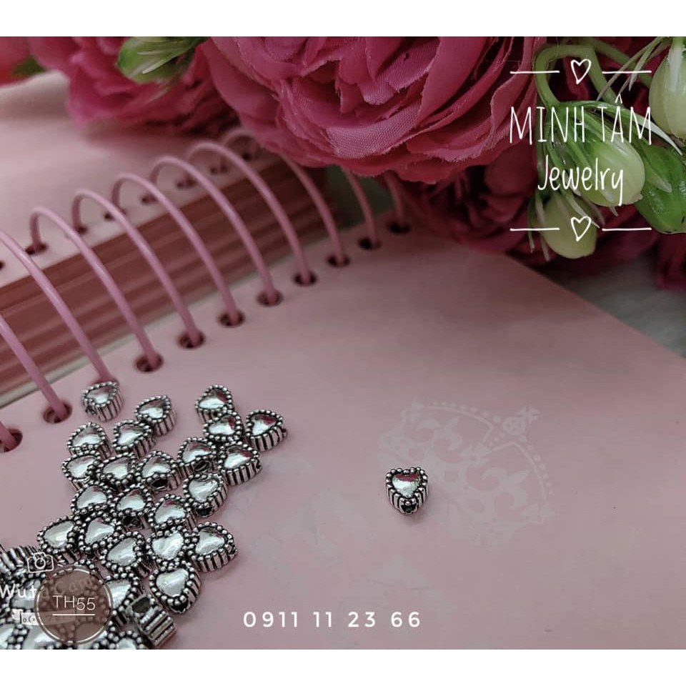 Charm  hình trái tim bạc S925