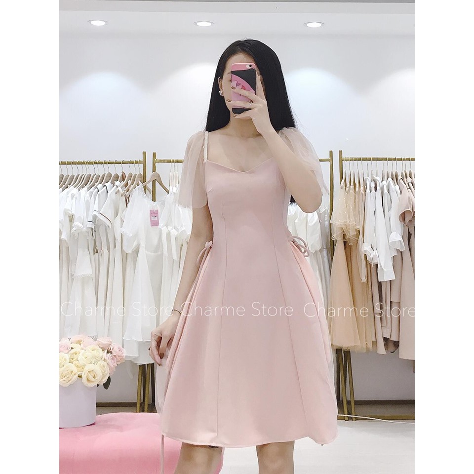 Váy xinh đi ăn cưới màu hồng dáng xòe - Cherish shop