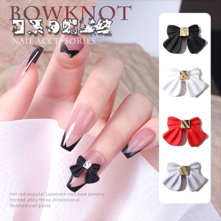 Charm nơ gắn móng , charm nơ kim loại trắng đen gắn móng nail