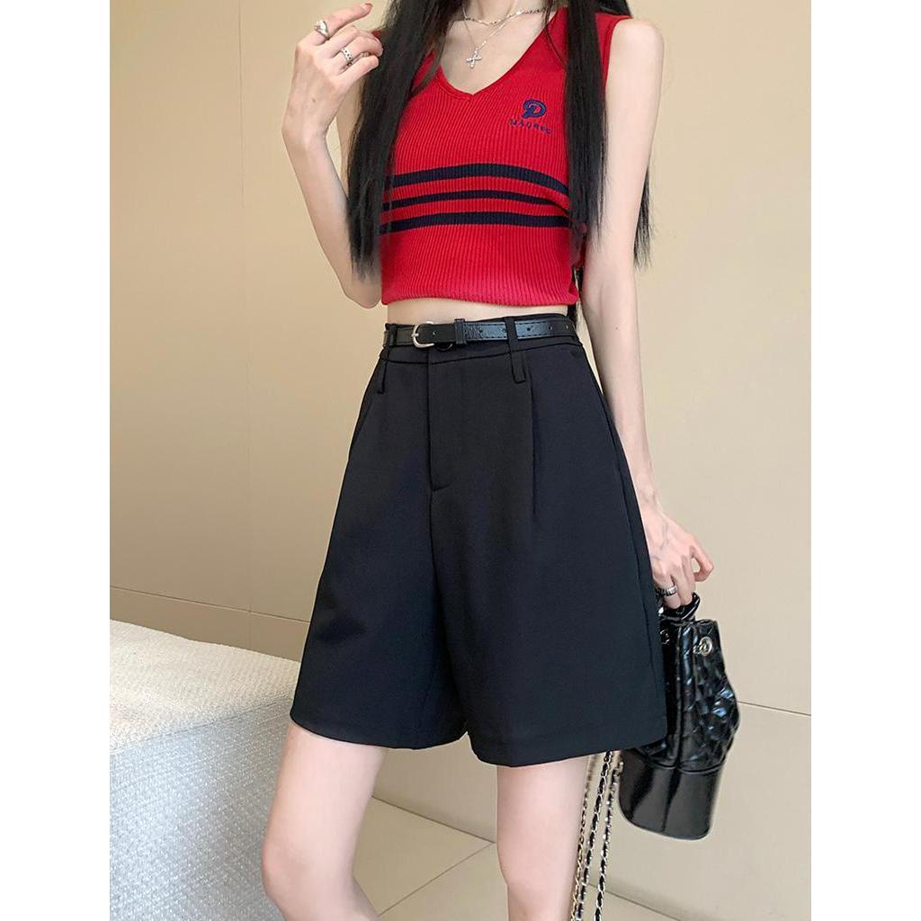 61748 Miễn Phí Thắt Lưng Quần Short Nữ Màu Đen Phong Cách Mới Mùa Hè