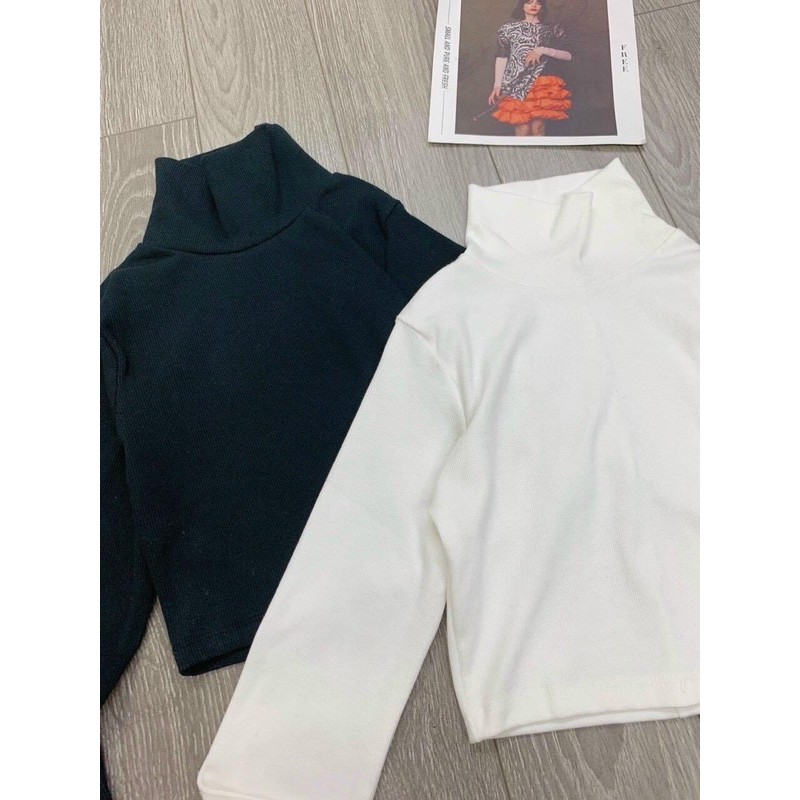 Áo croptop tay dài cổ lọ