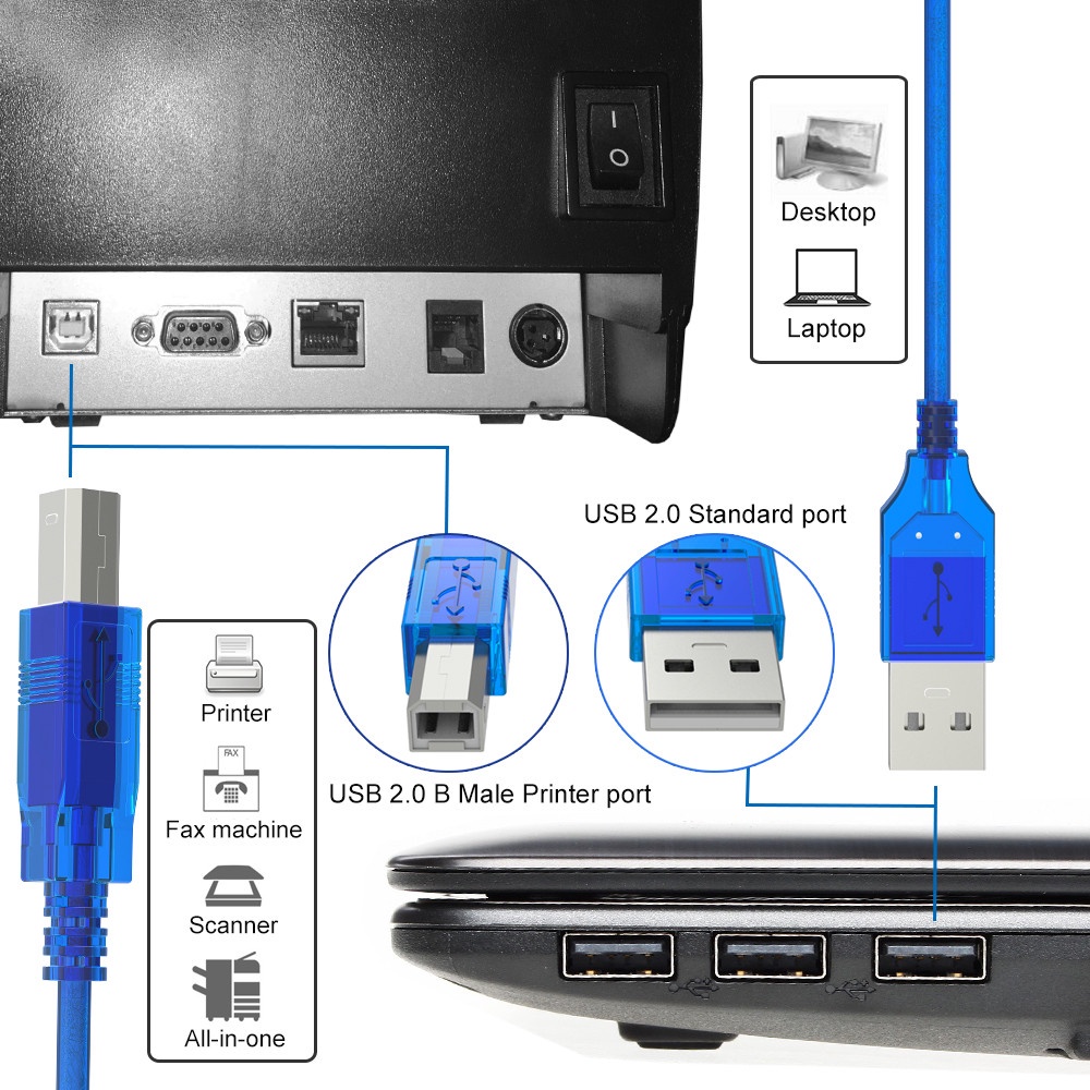 Dây Máy In 1.5M Xanh Kết Nối Máy In Với Máy Tính Laptop Có Cục Chống Nhiễu Tốt