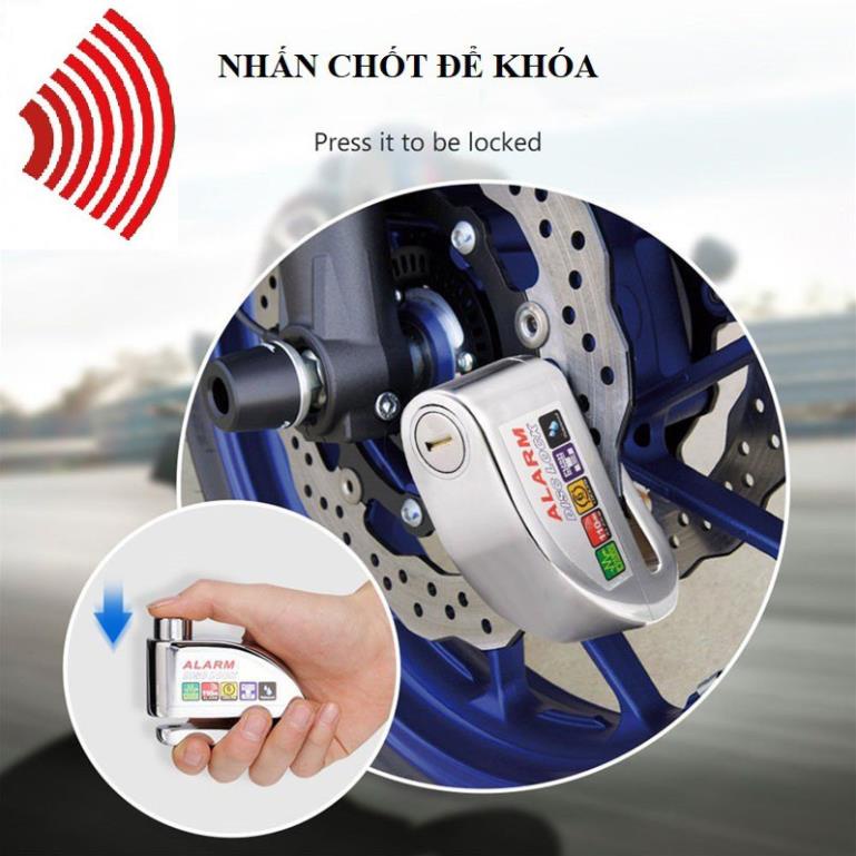 Khóa Đĩa Xe Máy Chống Trộm Có Còi Báo Động Âm Thanh Lớn Alarm Kinbar Chính Hãng