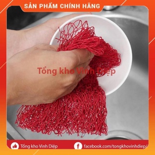 Lưới rửa chén bát, giẻ rửa bát màu đỏ