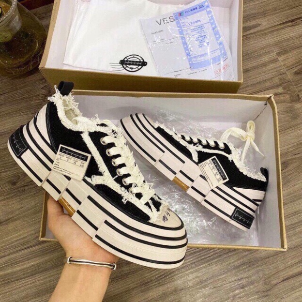 Giày Xvessel sneaker, Giầy thể thao nam nữ cao cấp full bill box đế gỗ đúc đẹp siêu nhẹ, vải rách cổ thấp cá tính D10 | WebRaoVat - webraovat.net.vn