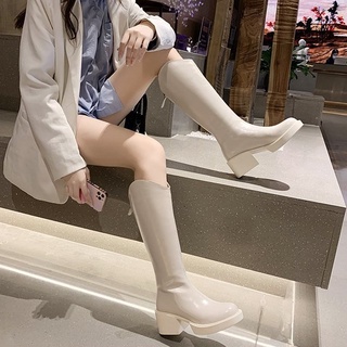 Bốt nữ cao cổ có khóa kéo đế cao phong cách cổ điển. b5