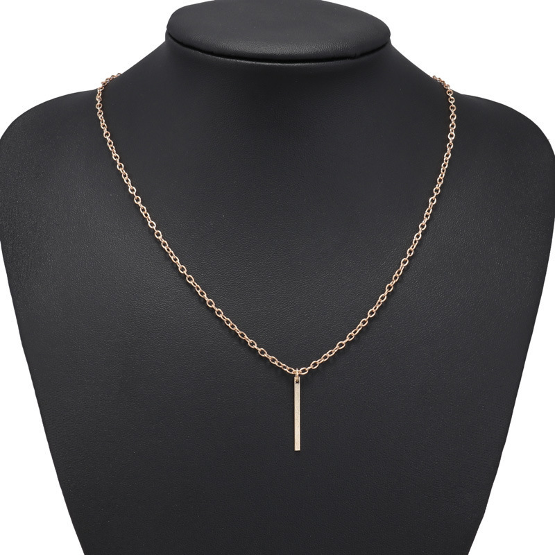 Gold Bar Pendant Necklace Metal Clavicle Short Chain Necklaces Simple Jewelry