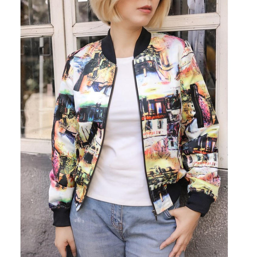 Áo khoác bomber khóa kéo tay thời trang chính hãng TK FASHION K102