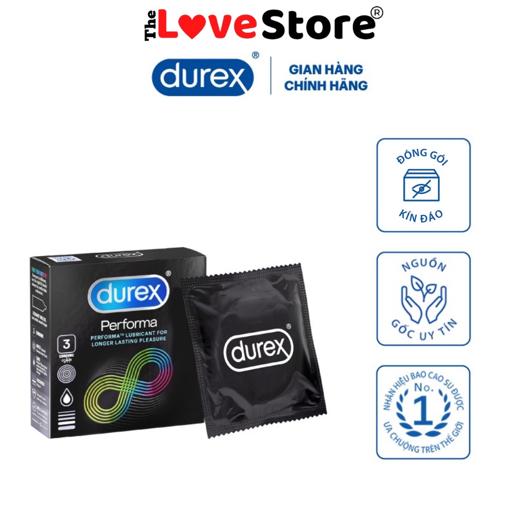 Bao cao su kéo dài thời gian Durex Performa hộp 3 bao-The Love Store