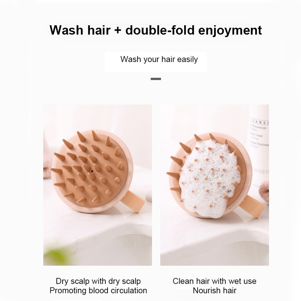 JUNE Washing Shampoo Brush Head Body Scalp Hair Comb Shower Brush Silicone Bathroom Supplies Bath Spa Tool Massage Handheld Cleaning Brushes/Multicolor