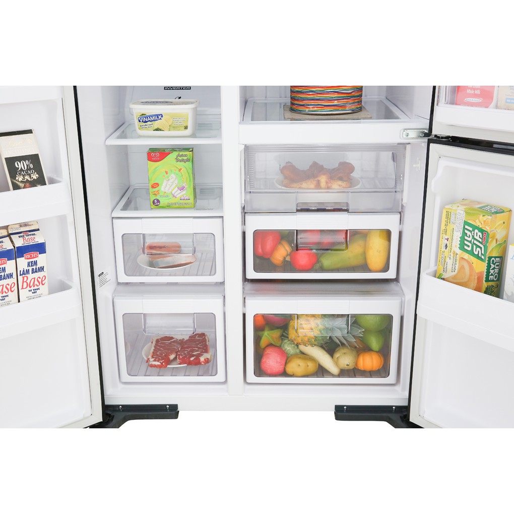 Tủ lạnh Hitachi  side by side 3 cửa màu đen R-FM800PGV2(GBK)