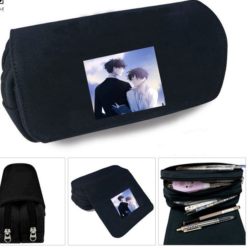 Hộp bút vải canvas khóa trắng in hình THẨM THĂNG BL manhua anime chibi đi học tiện lợi anime chibi đựng đồ dùng học tập