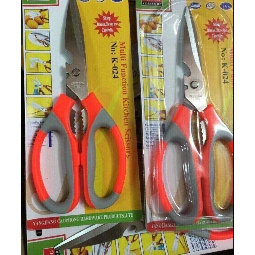 Kéo làm bếp đa năng tiện lợi K024, Chất Liệu Thép Không Gỉ, Kéo Sắc Bén Nhiều Công Năng Cắt Gà,Làm Cá, Khui Nắp Chai