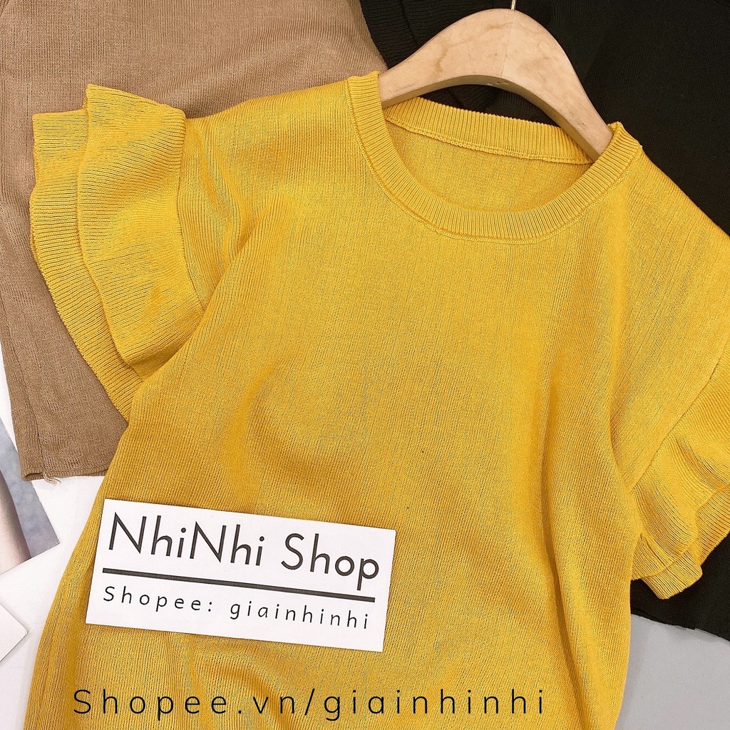 Áo len mỏng bèo vai dáng ôm, Áo kiểu cổ tròn tay bèo vải len co giãn AS8518 - NhiNhi Shop | BigBuy360 - bigbuy360.vn