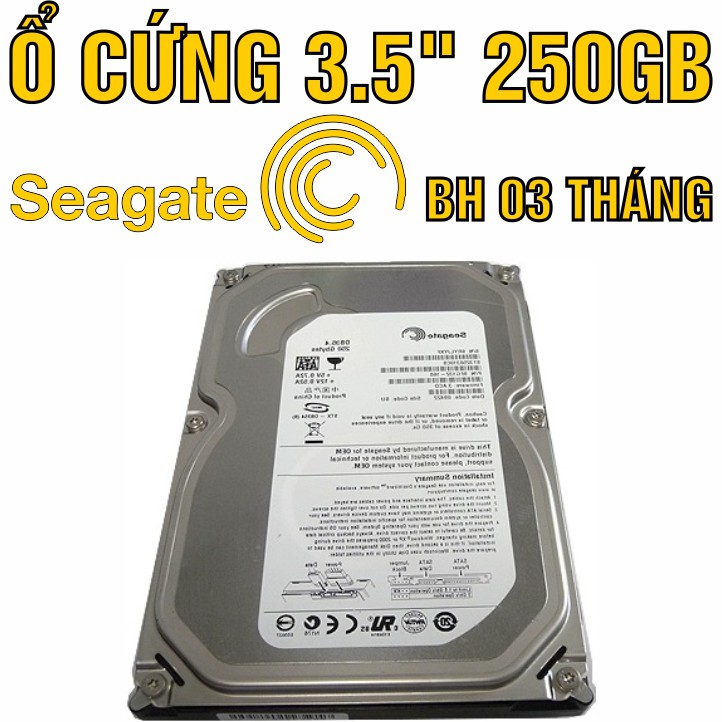 HDD 3.5” Seagate 250GB – Ổ cứng PC chính hãng – Mới 99% – Bảo hành 3 tháng – Tháo từ máy đồng bộ nhập khẩu