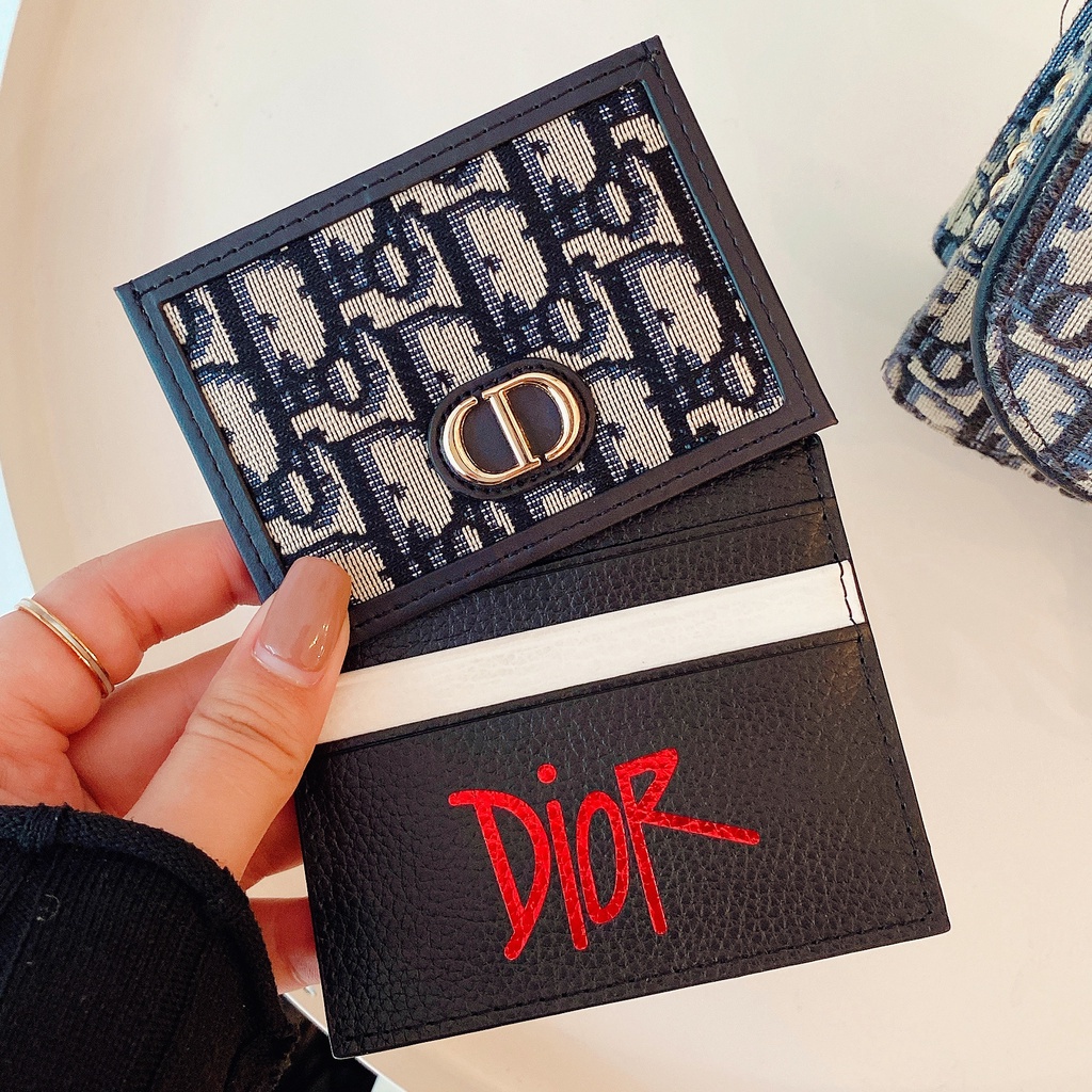 Ví da họa tiết PU Dior nhiều ngăn siêu mỏng dành cho đựng thẻ