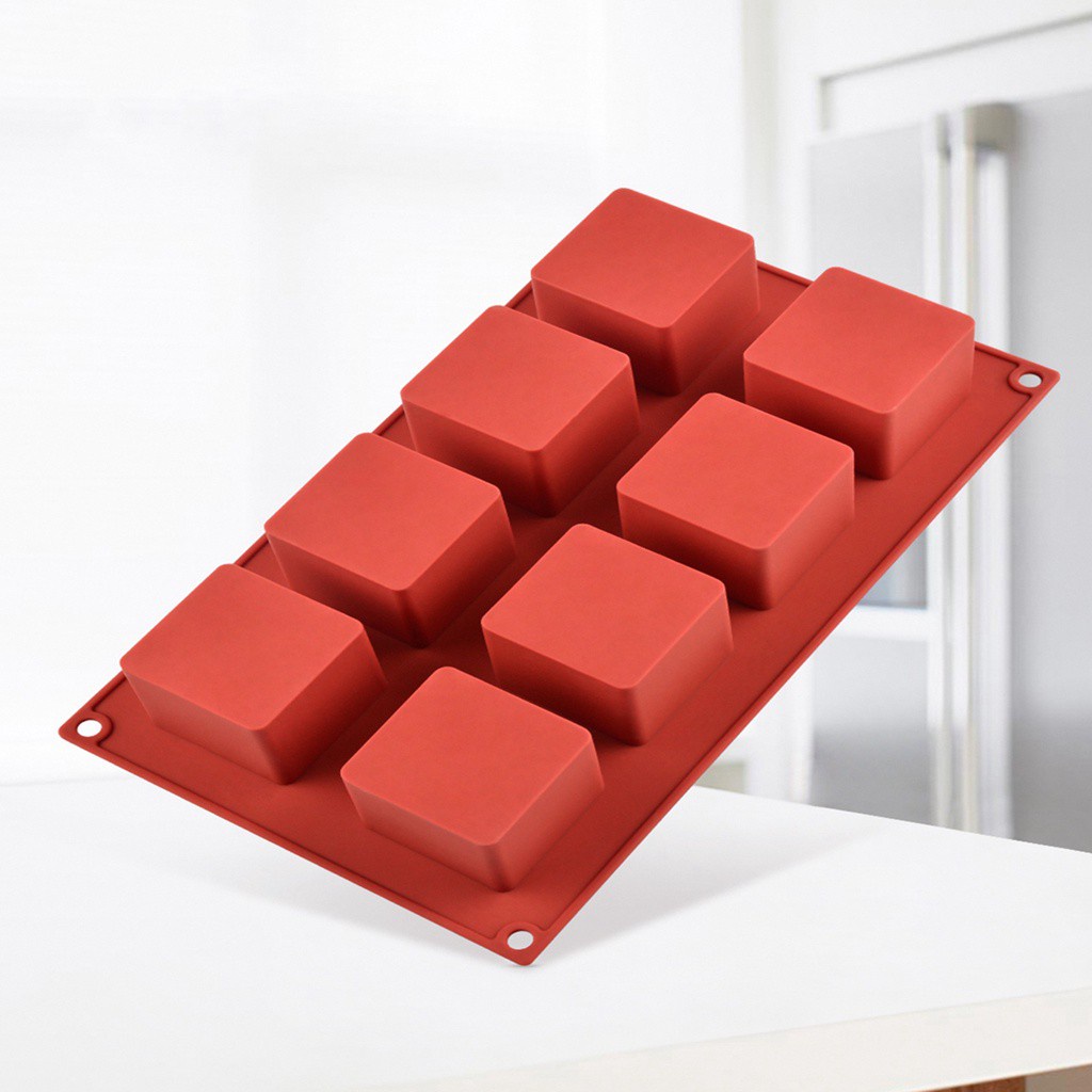 ALISON Square Soap Mold For Dessert Pastry Brownie Mousse Chocolate Mould Sugarcraft Ice Cube DIY Fondant Decorating Tools 8 Cavities Baking Accessories Cake Decoration