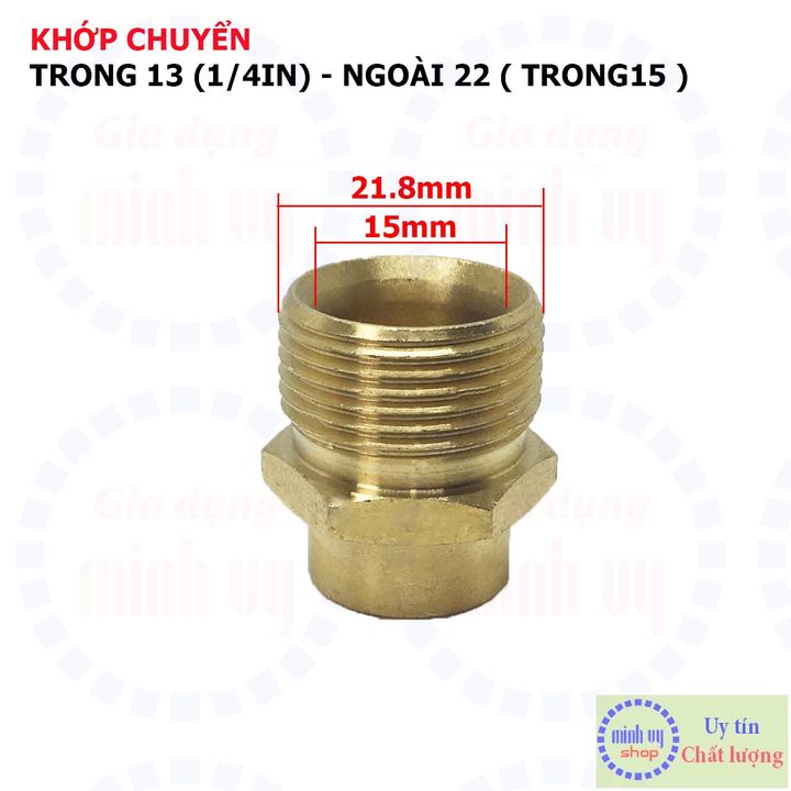 khớp chuyển renTRONG13mm (1/4in) - ren NGOÀI 22mmx1.5 trong 15