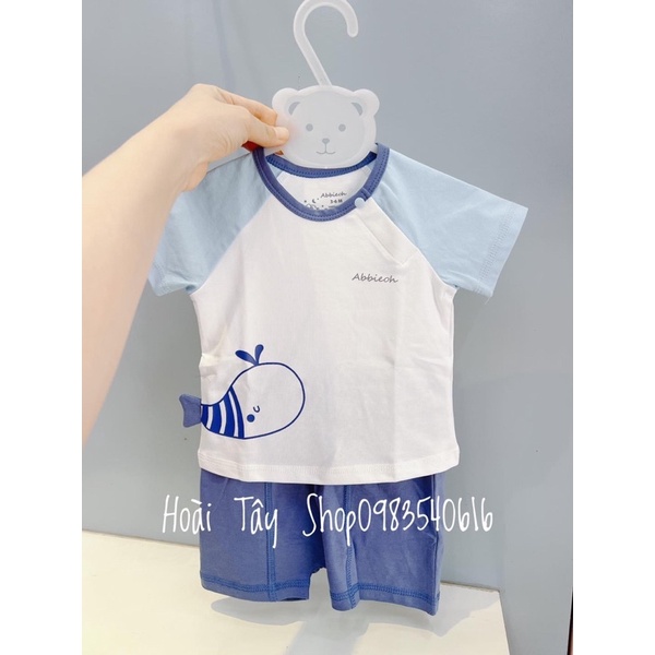 Abbie oh Bộ cộc in hình phối kẻ cho bé teai