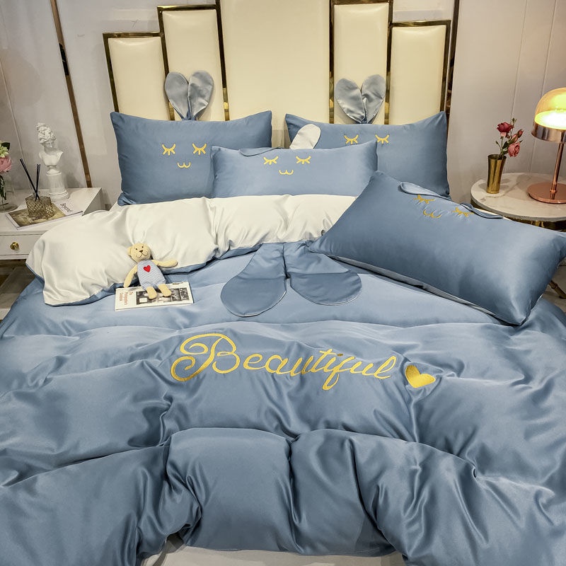 Bộ Chăn Ga Và Vỏ Gối Lụa Lạnh Phong Cách Công Chúa Thời Trang Mùa Hè