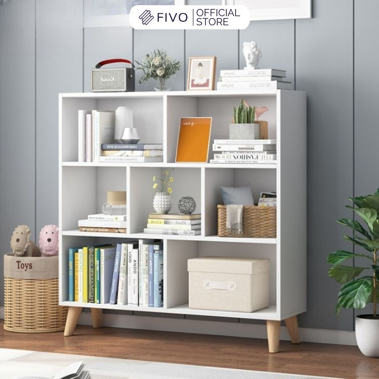 Tủ Kệ Sách Gỗ Đẹp Hiện Đại Đa Tầng Thương Hiệu FIVO FB60 (Kích thước 80x24x107cm)
