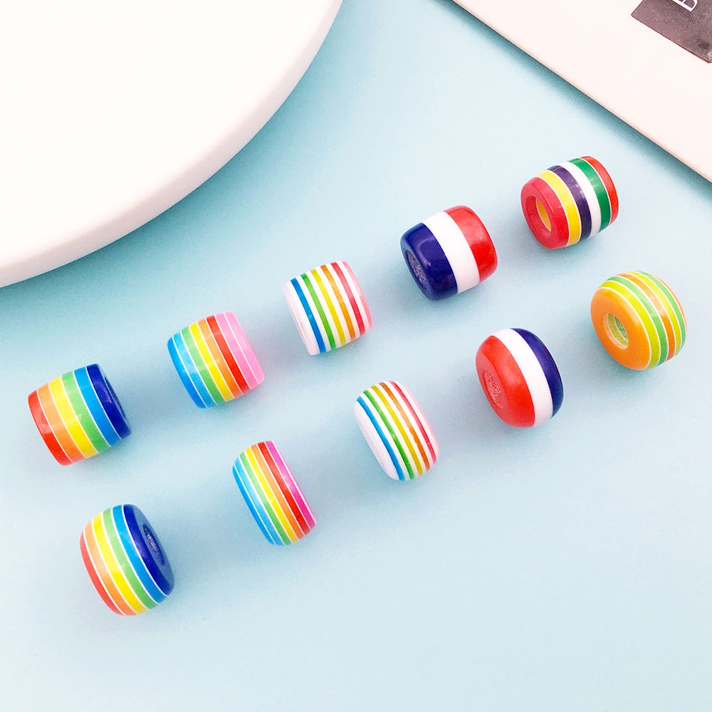 Set 5 hạt nhựa tròn 8*14mm nhiều màu sắc dùng làm phụ kiện vòng tay