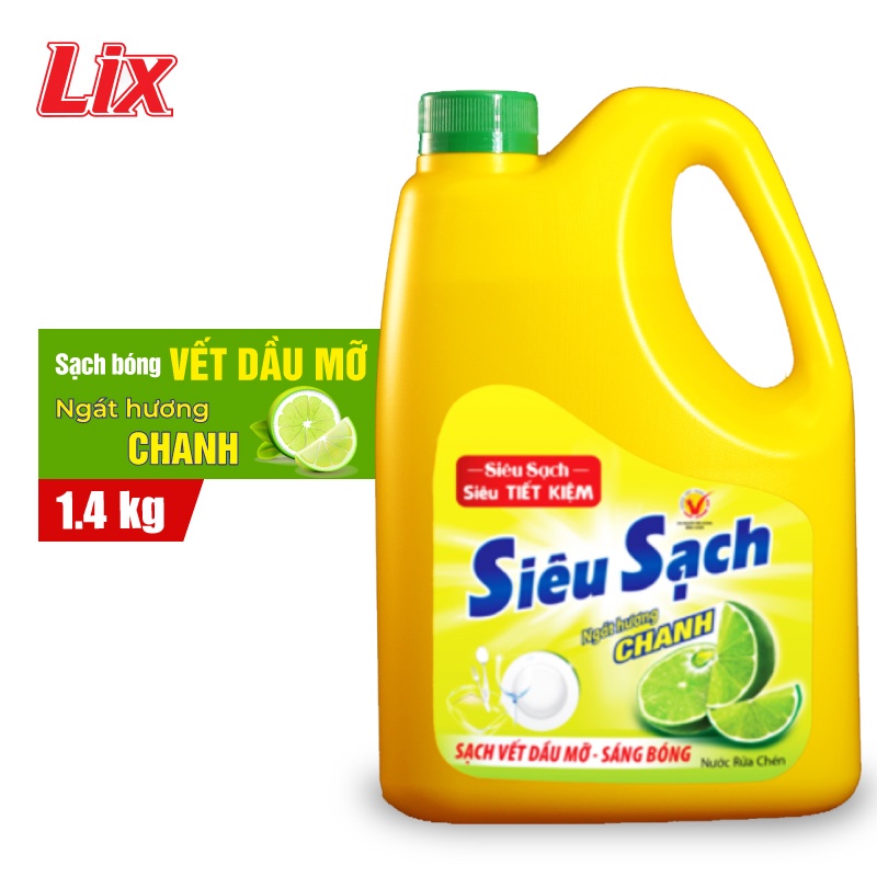 Nước rửa chén LIX siêu sạch hương chanh 1.4kg NS140