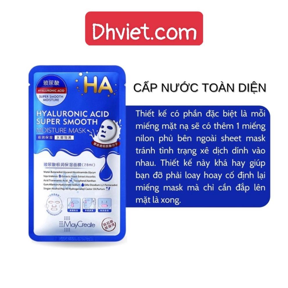 HOT! Sale GIỜ VÀNG, Mặt Nạ HA Hyaluronic Acid Maycreate Dưỡng Ẩm Trắng Sáng Da