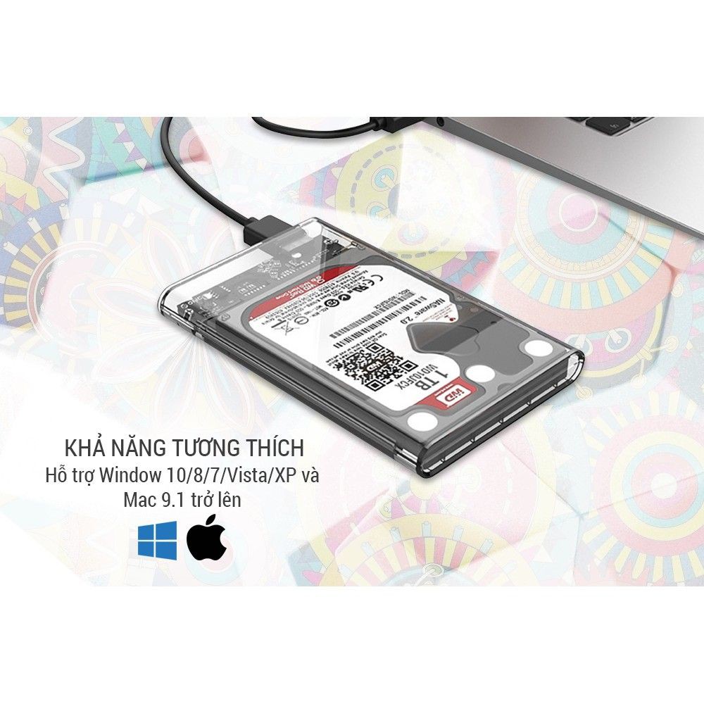 Hộp Đựng Ổ Cứng (HDD Box) 2.5" Orico USB 3.0 Nhựa Trong Suốt cho Ổ HDD và SDD - Hàng Chính Hãng